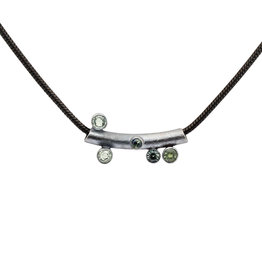 All Green Necklace with Sapphires in Oxidized Silver