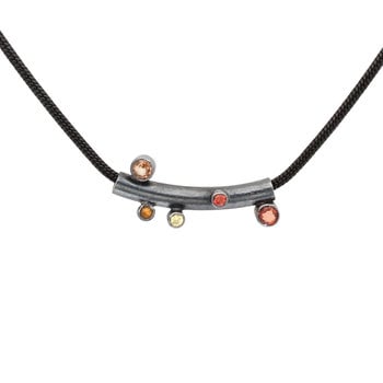 Skyline Necklace with Sapphires in Oxidized Silver