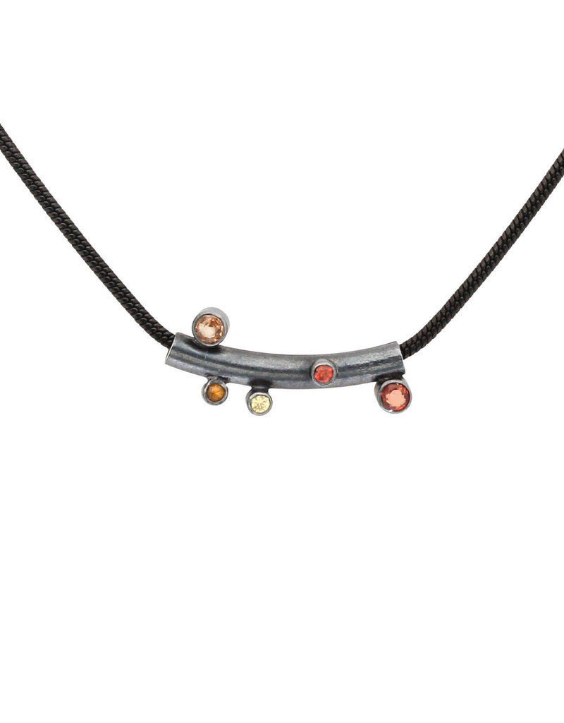 Skyline Necklace with Sapphires in Oxidized Silver