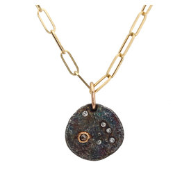 Aldebaran - Constellation of Taurus Necklace with Diamonds in 14k Gold