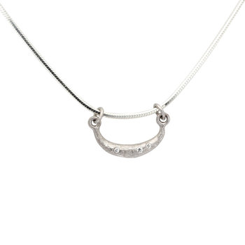 Shiny Moon Necklace with Diamonds in Silver & 10k Gold