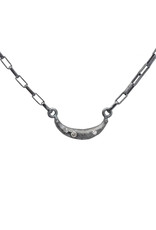 Black Moon Necklace with Diamonds in Oxidized Silver