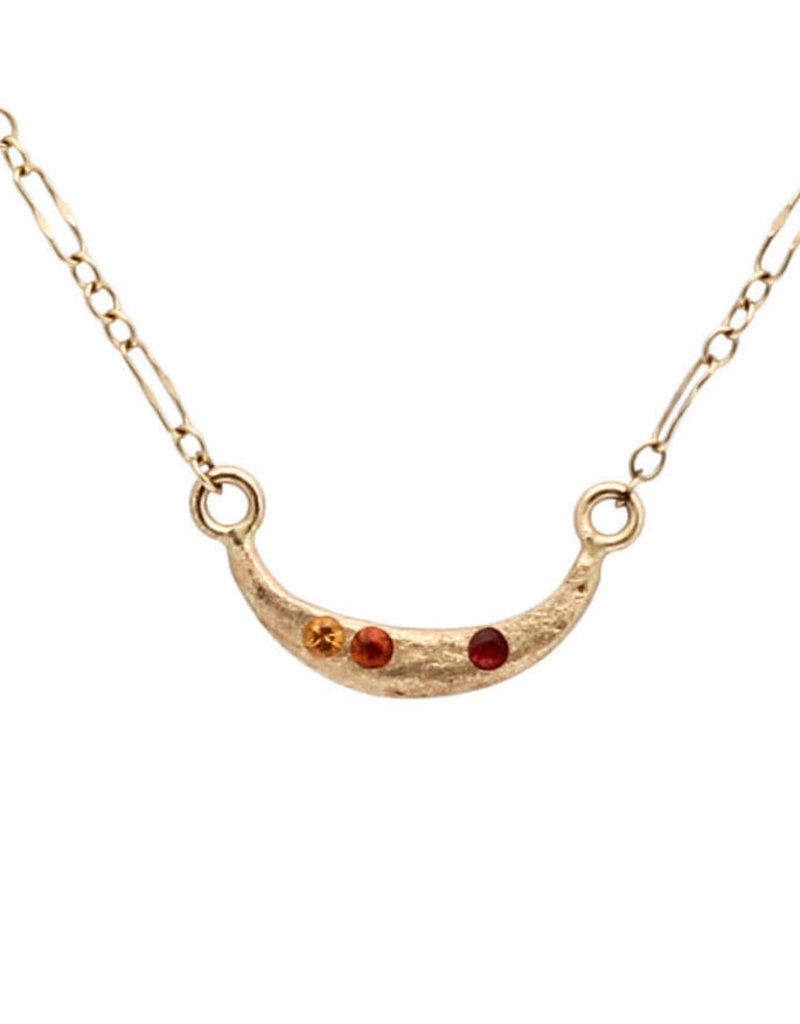 Honey Moon Necklace with Sapphires in 14k Yellow Gold