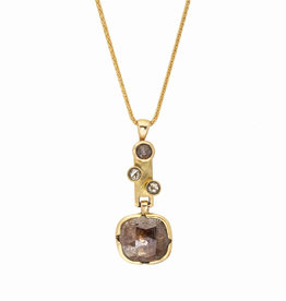 Rosecut Diamond Pendant with Chocolate and Champagne in 14k Yellow Gold
