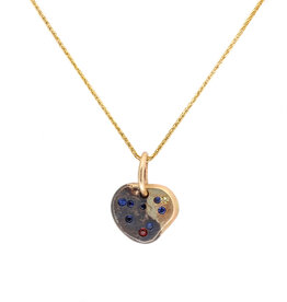 I Love My Capricorn Necklace in Shibuichi and 14k Gold with Sapphires