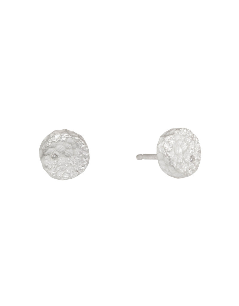 Small Topography Post Earrings in Silver
