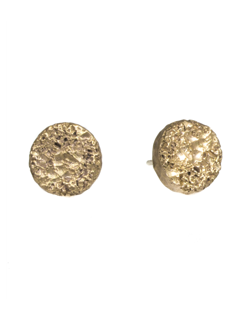 Medium Topography Post Earrings in Yellow Bronze