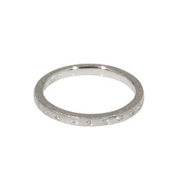Architectural Half Eternity Band with White Diamonds in Platinum