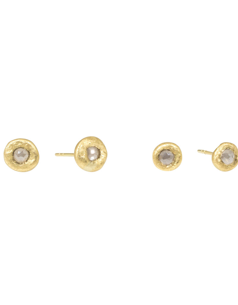 Medium Grey Rosecut Diamond Post Earring in 18k Yellow Gold - SINGLE