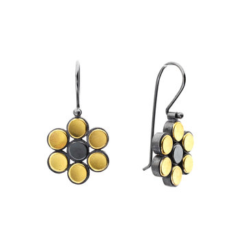 Gold Flower Earring with Silver Center