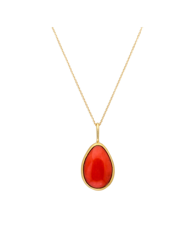 Large Natural Coral Pendant in 22k Gold
