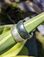 Wood Textured Band in Oxidized Silver