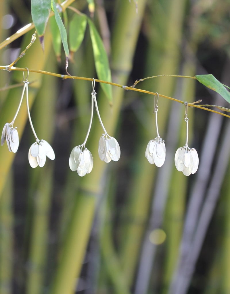 Oval Leaves Dangle Earrings in Silver