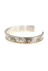 Rose Cut Diamond Cuff Bracelet in Silver & 14k Gold