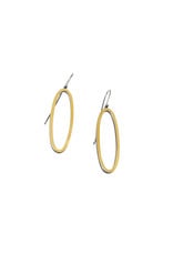 Long Open Oval Earrings in Oxidized Silver & 22k Gold