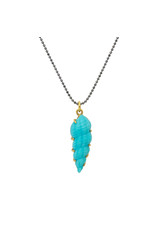 Sleeping Beauty Turquoise Carved Shell Pendant in 22k Gold