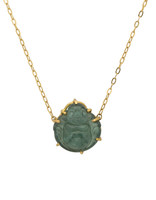 Green Tourmaline Carved Buddha Pendant in 18k Yellow Gold