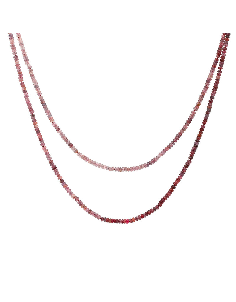 Wine Red Ombre Sapphire and Spinel Necklace with 18k Gold Clasp - 44"