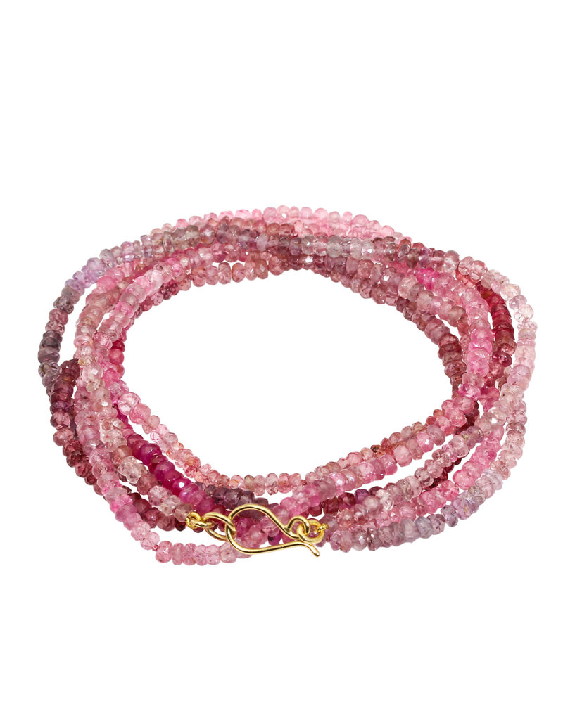 Multi-Pink Ombre Sapphire Necklace with 18k Gold Clasp