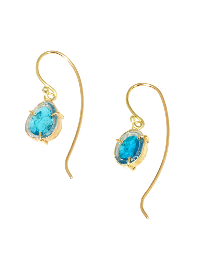 Apatite Dangle Earrings in 18k Gold