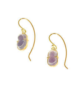 Double Grape Agate Dangle Earrings in 18k Gold