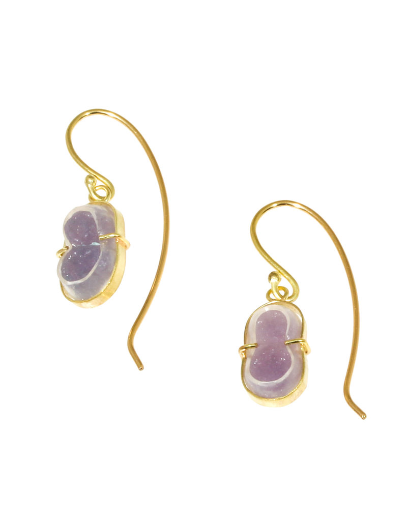 Double Grape Agate Dangle Earrings in 18k Gold