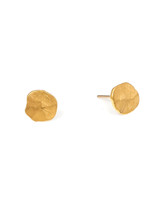 Large Hammered Post Earrings in 24k Gold