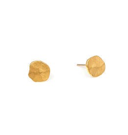 Large Hammered Post Earrings in 24k Gold