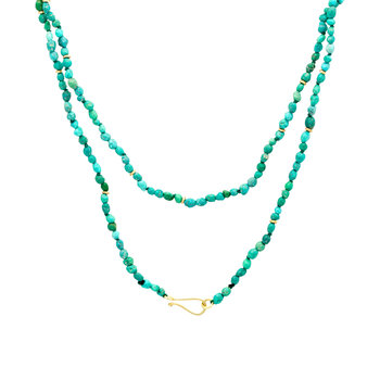 Long Turquoise Pebble Bead with 18k Gold Beads and Clasp