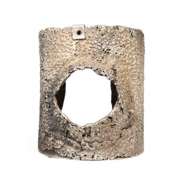 Torn Circle Cuff Bracelet in Oxidized Silver