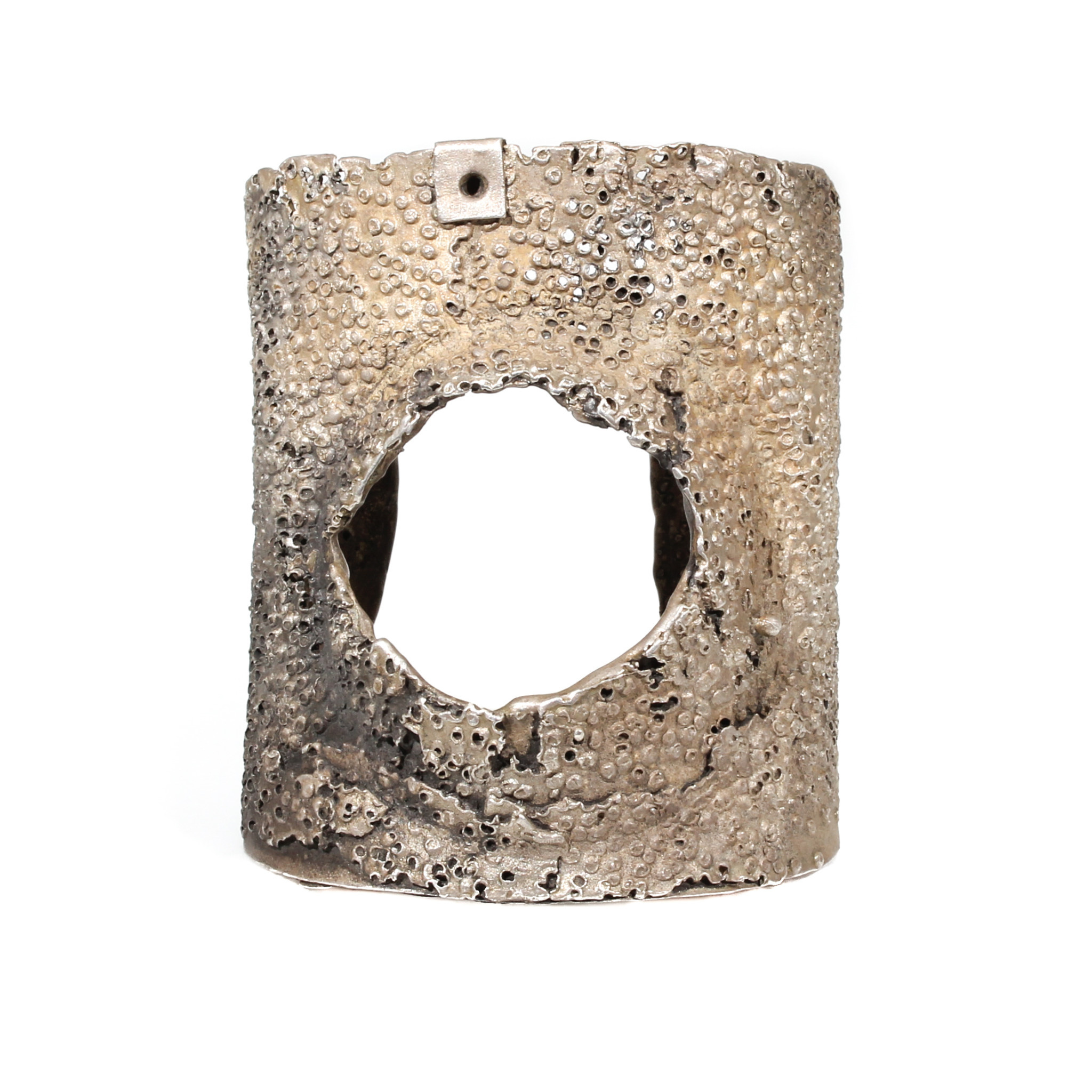 Torn Circle Cuff Bracelet in Oxidized Silver