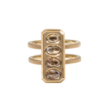 Double Shank Totem Ring in 14k Gold