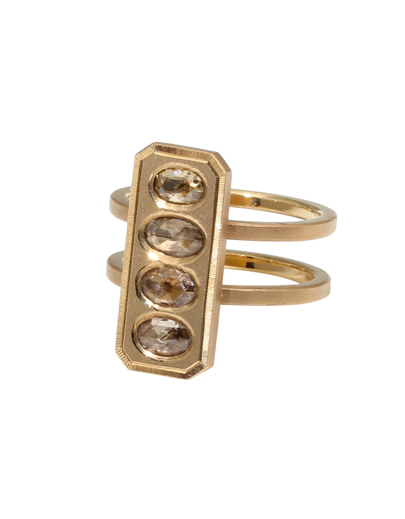 Double Shank Totem Ring in 14k Gold