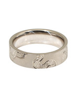 Snake Engraved Flat Band in 14k White Gold