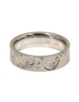 Snake Engraved Flat Band in 14k White Gold