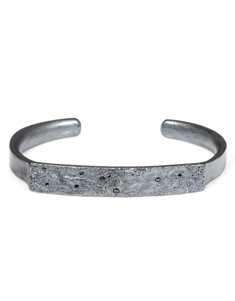 Virgo Constellation Topo Cuff in Oxidized Silver with Black Diamonds