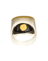 Rectangular Jet  Ring with 18k Gold and Silver