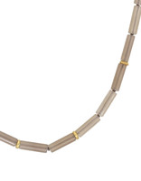 Grey Onyx Tube Bead Necklace with 18k Gold Beads and Clasp