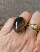 Oval Montana Agate Ring in Oxidized Silver
