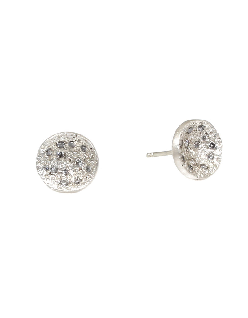 Organic Round Topography Posts in Silver  with Grey Diamonds
