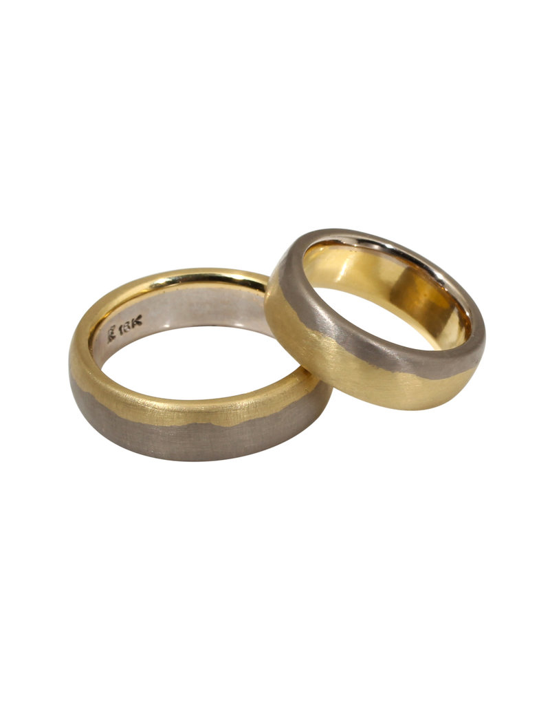 6.2mm Dipped Modeled Band in 18k Yellow Gold and 18k Palladium White Gold