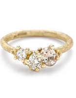 Mixed Diamond Asymmetric Ring in 14k Gold