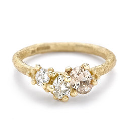 Mixed Diamond Asymmetric Ring in 14k Yellow Gold