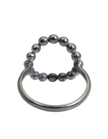Curved Circle Ring in Oxidized Silver