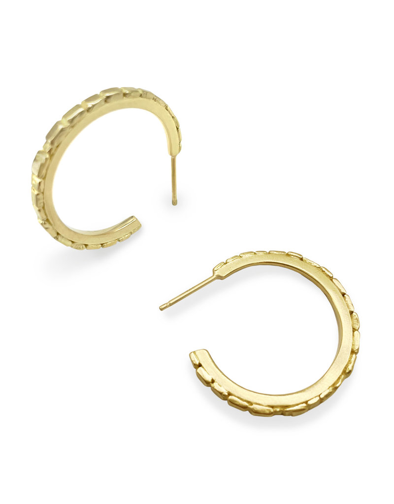 Tapered Sugar Brick Hoops in 18k Gold