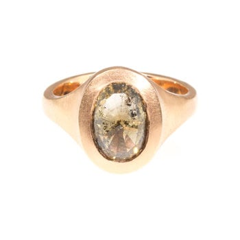 Oval Cognac Diamond Ring in 14k Rose Gold