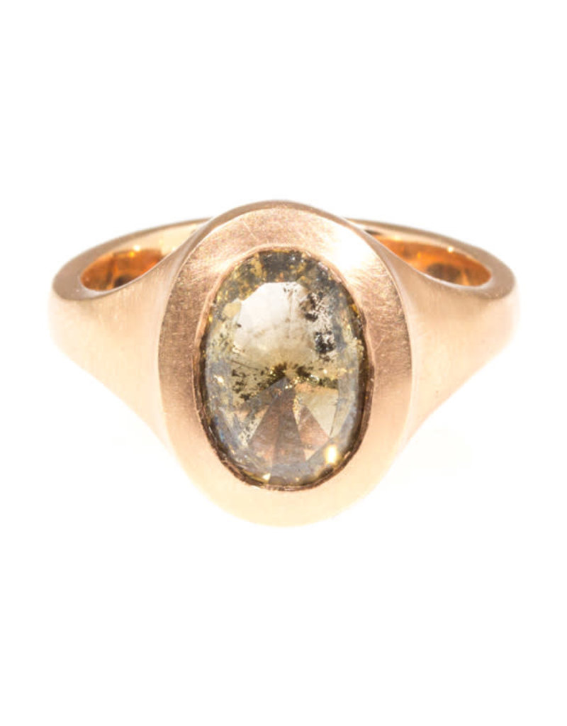 Oval Cognac Diamond Ring in 14k Rose Gold