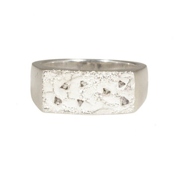Topography Signet Ring with Diamond Mackles