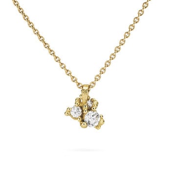 Diamond and Granule Cluster Pendant in 18k Yellow Gold