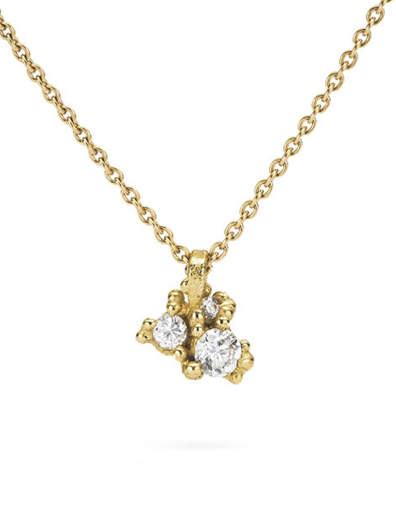 Diamond and Granule Cluster Pendant in 18k Yellow Gold